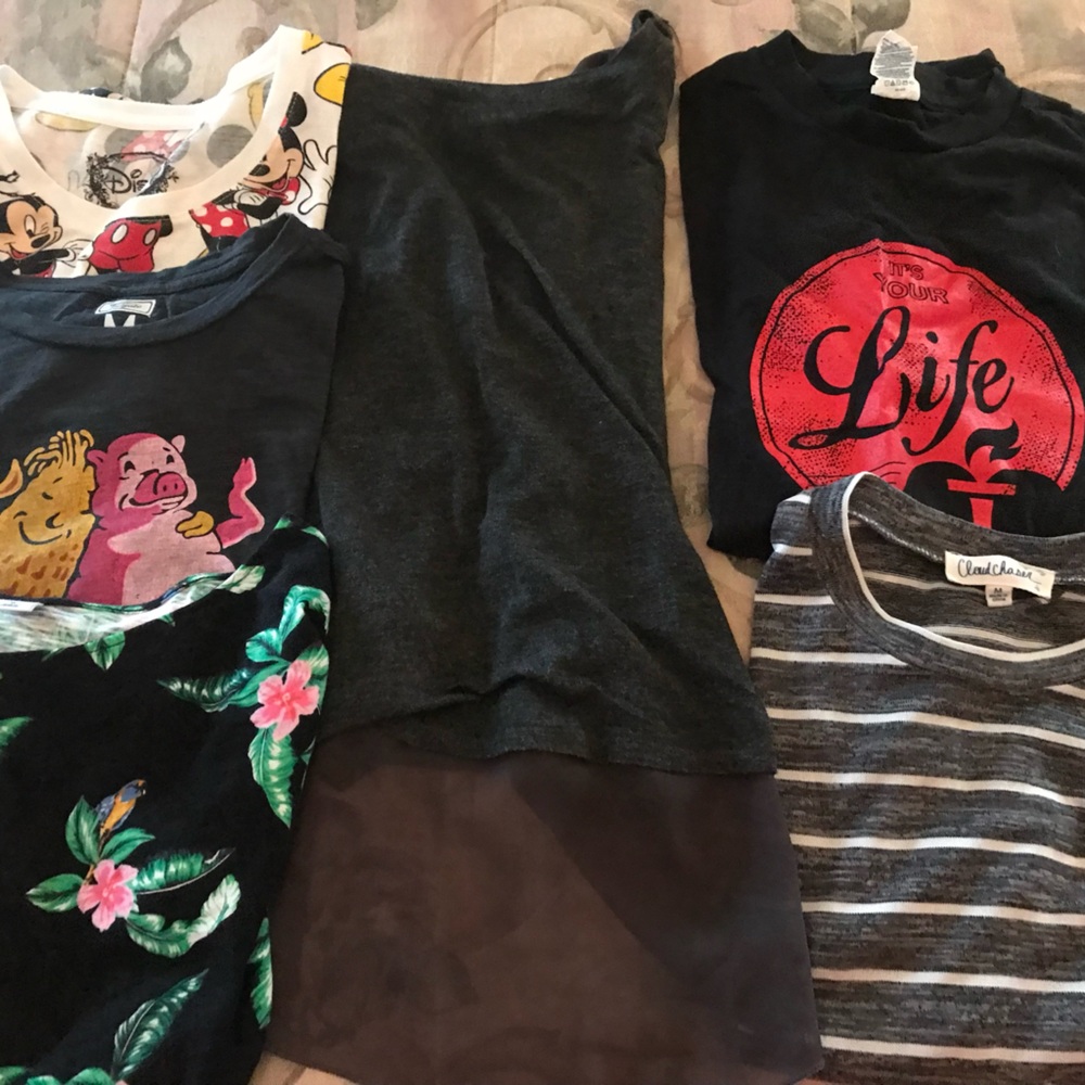 Teen Girls/junior Size M Lot Of 6 Shirts Disney Abercrombie